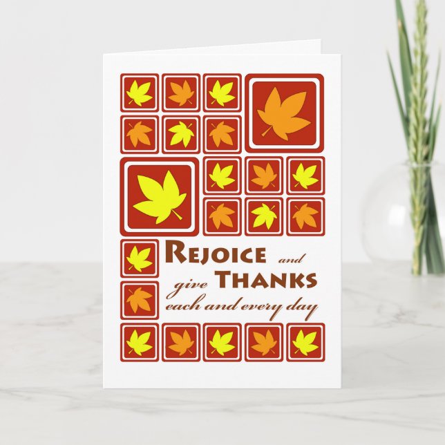 Tarjeta Festiva Regocijo, Gracias, Acción de Gracias Religiosa (Anverso)