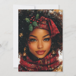 Tarjeta Festiva Reina Afrocentrista del Resplandor Invernal – Arte