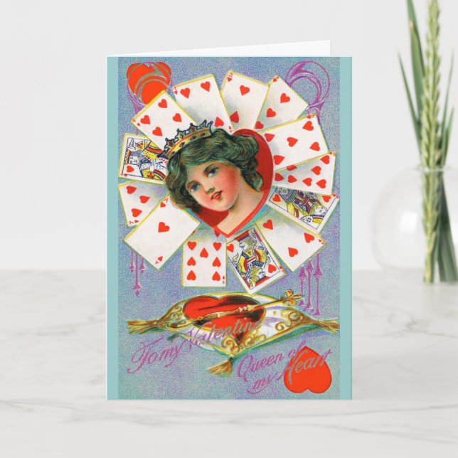 Tarjeta Festiva REINA DE CORAZONES, El día de San Valentín (Anverso)