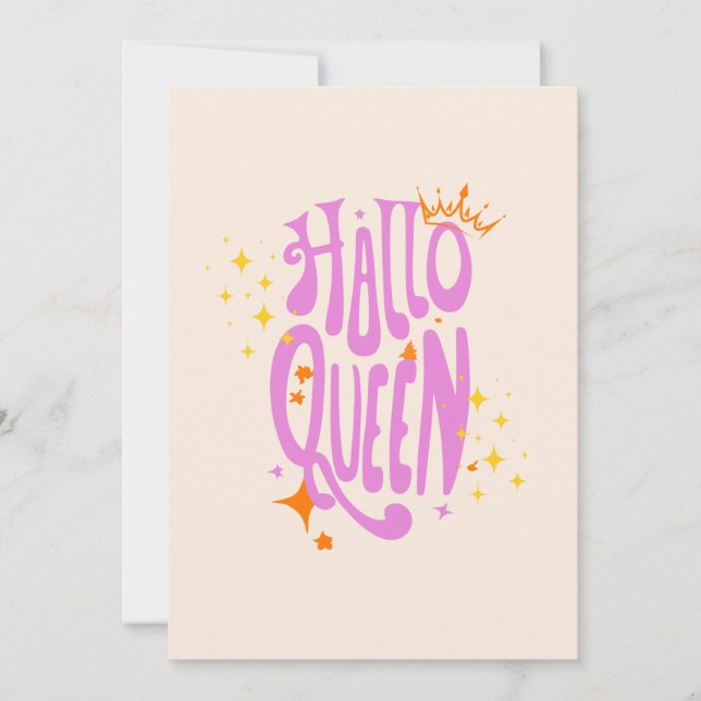 Tarjeta Festiva Reina de Halloween, Halloqueen, arte de Halloween  (Anverso)