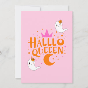 Tarjeta Festiva Reina de Halloween, Halloqueen, Arte Retro de Hall