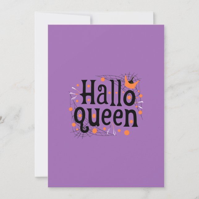 Tarjeta Festiva Reina de Halloween, Halloqueen, Arte Retro de Hall (Anverso)