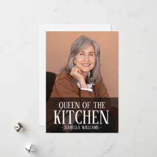 Tarjeta Festiva Reina de la Cocina Diseño de Nombre de Foto Editab