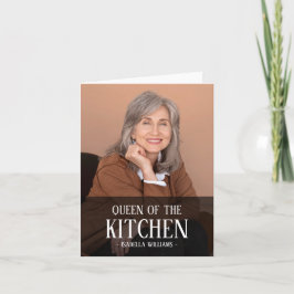 Tarjeta Festiva Reina de la Cocina Diseño de Nombre de Foto Editab