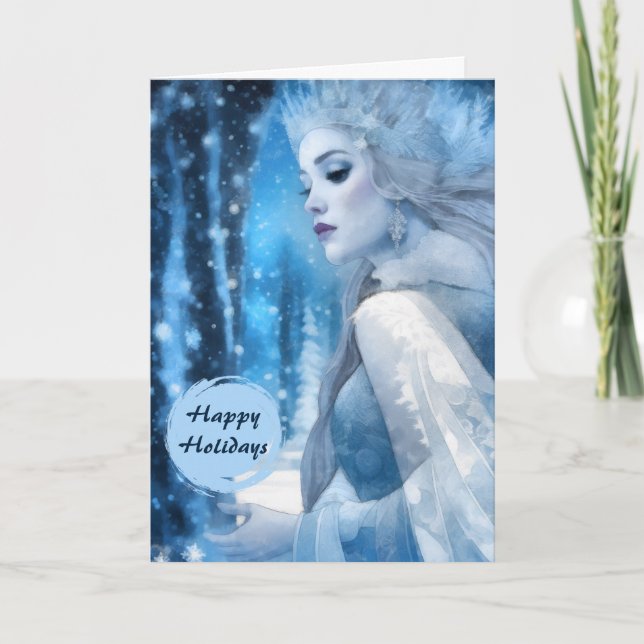 Tarjeta Festiva Reina de nieve de belleza congelada en el país de  (Anverso)