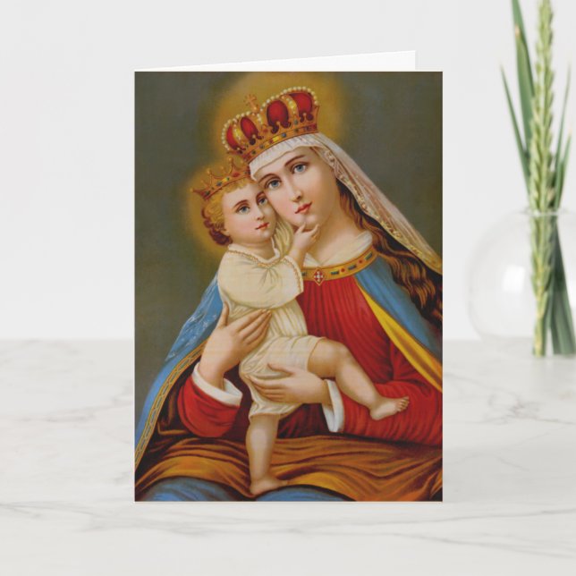 Tarjeta Festiva Reina del Cielo Bendita Virgen María Jesús (Anverso)