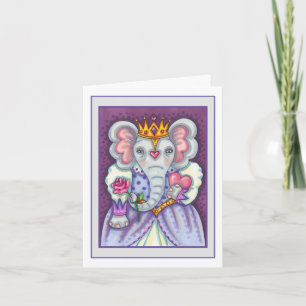TARJETA FESTIVA REINA ELEFANTE DE CORAZONES Y ROSAS ROYAL VALENTIN