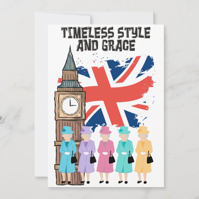 Tarjeta Festiva Reina Isabel II - Estilo eterno y gracia (Anverso)