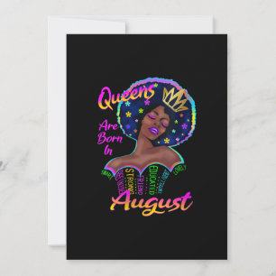 Tarjeta Festiva Reinas Mujeres Nacidas En Agosto Cumpleaños Negro