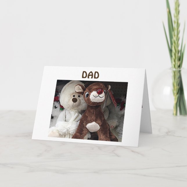 TARJETA FESTIVA REINDEER/BEAR DICEN "MERRY CHRISTMAS DAD" (Anverso)