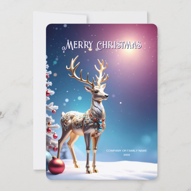 Tarjeta Festiva Reindeer Jewels Christmas Holiday Card (Anverso)