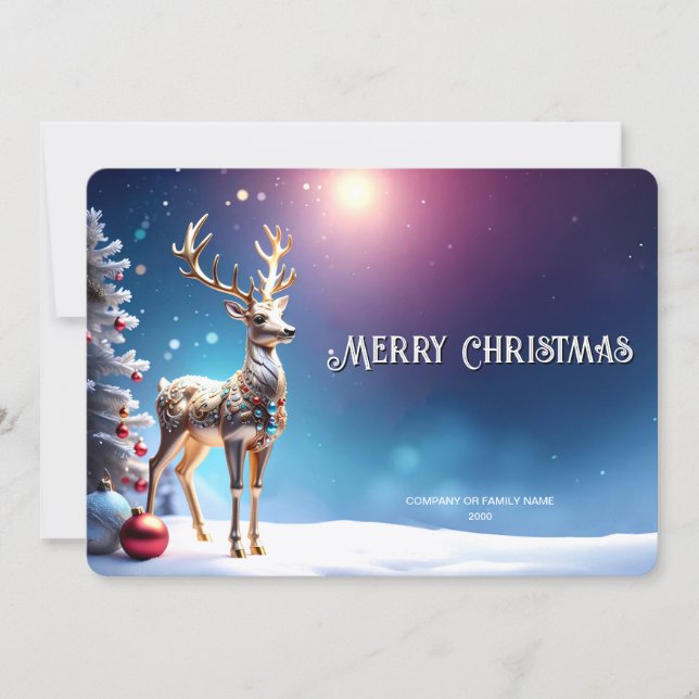 Tarjeta Festiva Reindeer Jewels Christmas Holiday Card (Anverso)
