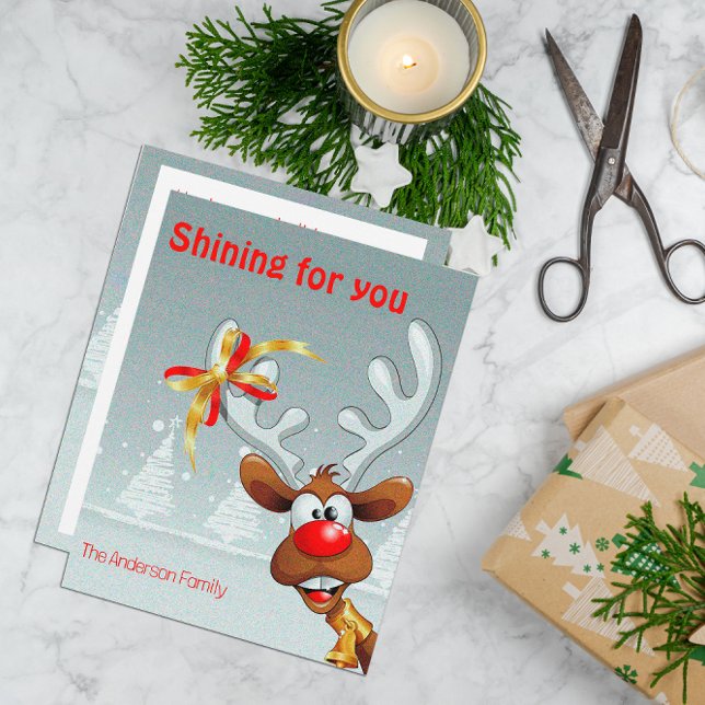 Tarjeta Festiva Reindeer Rudolph christmas fun wishes Postcard (Subido por el creador)