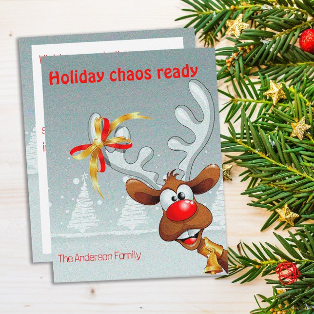 Tarjeta Festiva Reindeer Rudolph christmas fun wishes Postcard (Subido por el creador)
