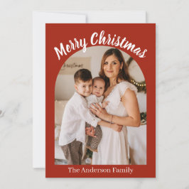 Tarjeta Festiva Reindeer Sleigh Christmas Photo Pine Trees