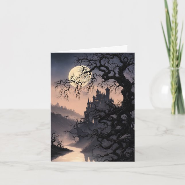 Tarjeta Festiva Reino Embrujado de Halloween (Anverso)