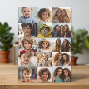 Tarjeta Festiva Rejilla básica de collage de 15 fotos