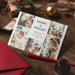 Tarjeta Festiva Rejilla fotográfica contemporánea con Navidades br<br><div class="desc">Tarjeta de vacaciones de navidades de collage de fotos contemporáneas para mandarla a la familia y amigos con 5 fotos en la parte delantera y una gran fotografía al revés. El texto dice 'MERRY & BRIGHT' con la opción de saludos,  nombre y año de la temporada personalizar.</div>