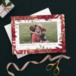 Tarjeta Festiva Relieve metalizado dorado Branches 3 Navidades de 