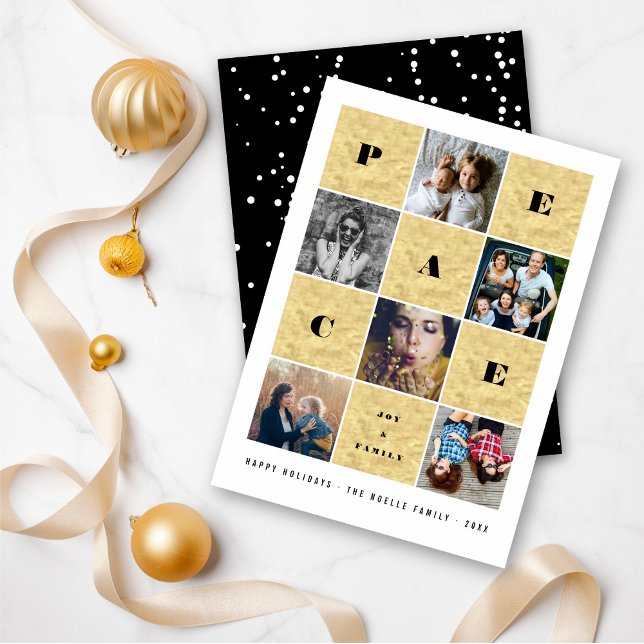 Tarjeta Festiva Relieve metalizado dorado de la familia Peace Joy  (Subido por el creador)