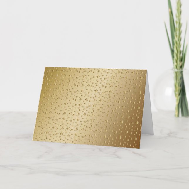 Tarjeta Festiva Relieve metalizado dorado estrellas de fondo dorad (Anverso)