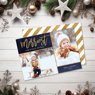 Tarjeta Festiva Relieve metalizado dorado Faux 2 de Merriest
