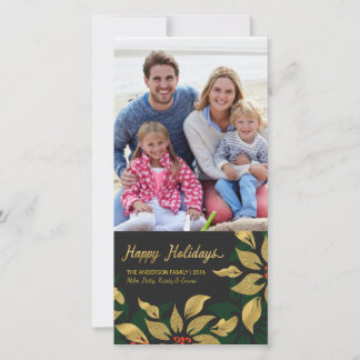 Tarjeta Festiva Relieve metalizado dorado Faux de Happy Holidays M