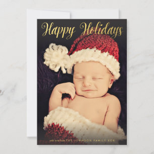 Tarjeta Festiva Relieve metalizado dorado Felices Fiestas Navidade