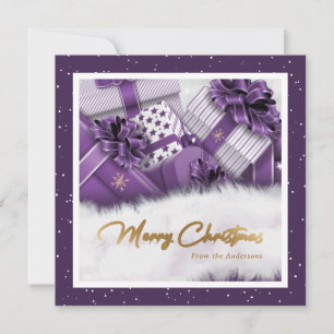 Tarjeta Festiva Relieve metalizado dorado Purple Faux Regalos de N