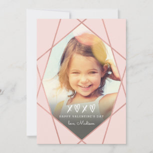 Tarjeta Festiva Relieve metalizado dorado Rosa de San Valentín geo