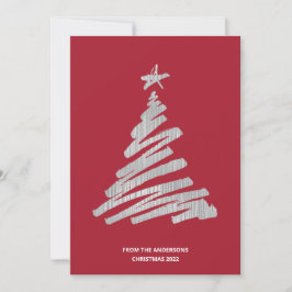 Tarjeta Festiva Relieve metalizado plateado falso de árbol de Navi