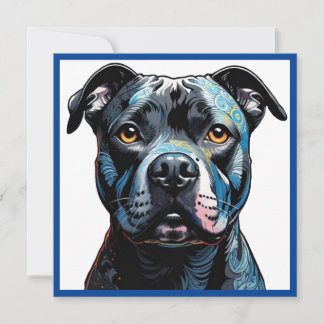 Tarjeta Festiva Relieve metalizado Staffordshire Bull Terrier (Sta