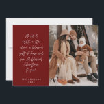 Tarjeta Festiva Religiosa, Feliz Navidad, Foto de la Familia Crist<br><div class="desc">Religiosos, cristianos, Navidades más graciosos, saludo de temporada, festividad más feliz, navidad feroz, temática roja borgoñona. ( Una noche silenciosa, una estrella arriba, un bendito regalo de esperanza y amor. ¡Un Navidad bendito para ti! ) Celebra la temporada con esta tarjeta de foto familiar (impresa y/o digital, saludo enviado por...</div>