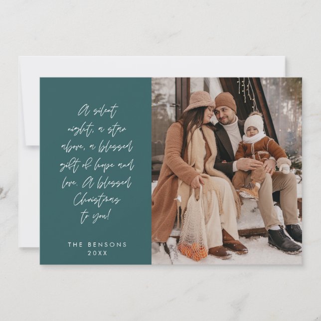 Tarjeta Festiva Religiosa, Feliz Navidad, Foto de la Familia Crist (Anverso)
