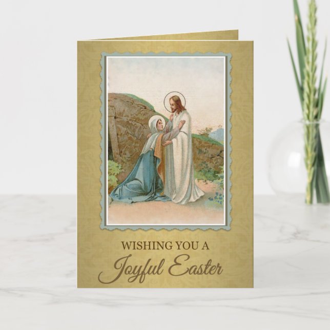 Tarjeta Festiva Religiosa feliz resucitación de Pascua (Anverso)