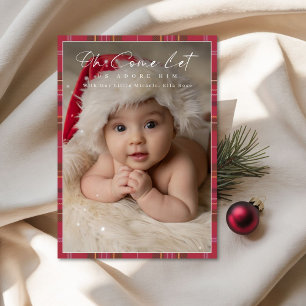 Tarjeta Festiva Religioso Adore Him Recién Nacidos Navidades