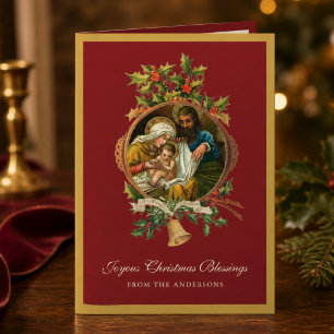 Tarjeta Festiva Religious Christmas Jesus Virgin Mary Joseph Poem 