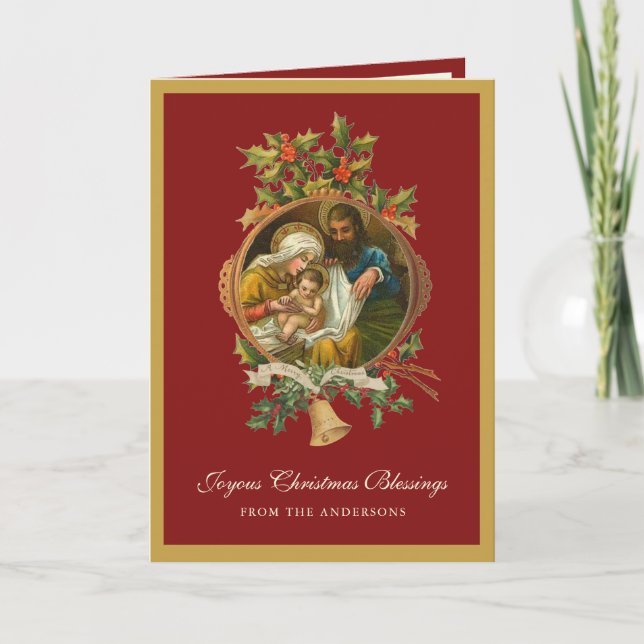 Tarjeta Festiva Religious Christmas Jesus Virgin Mary Joseph Poem  (Anverso)
