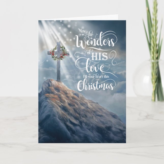 Tarjeta Festiva Religious Christmas Wonders of His Love Christian  (Anverso)