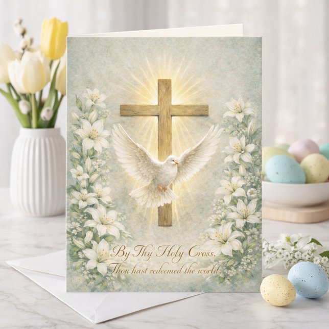 Tarjeta Festiva Religious Easter Scripture Lilies Cross (Subido por el creador)