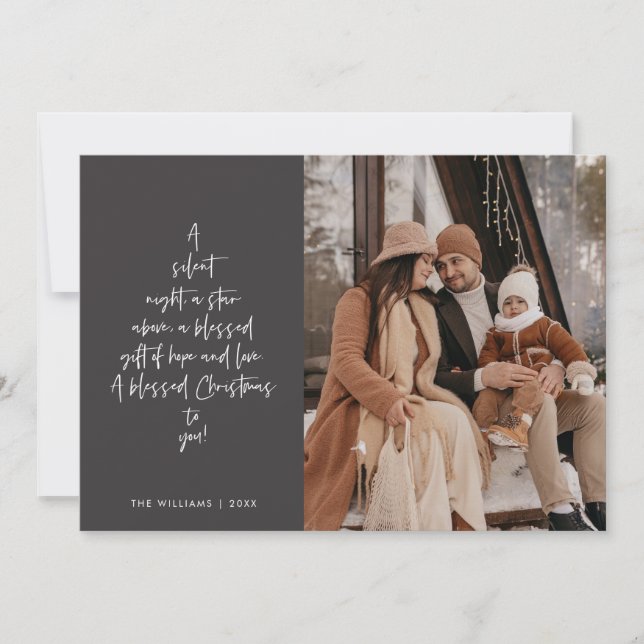 Tarjeta Festiva Religious, Merry Christmas, Christian Family Photo (Anverso)