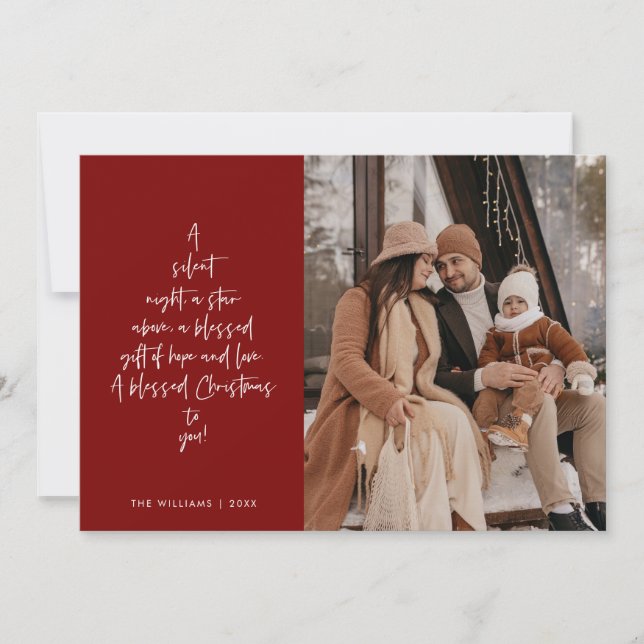 Tarjeta Festiva Religious, Merry Christmas, Christian Family Photo (Anverso)