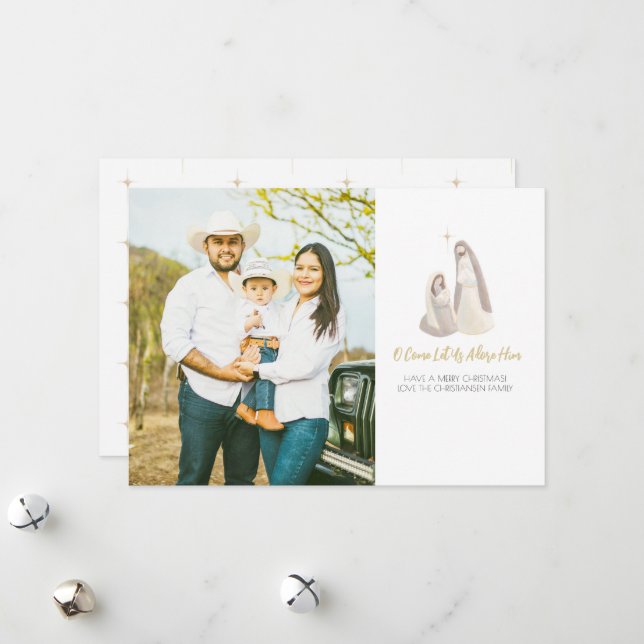 Tarjeta Festiva Religious Nativity 1 Photo Christmas Card (Anverso/Reverso In Situ)