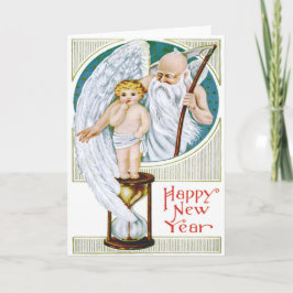 Tarjeta Festiva Reloj de arena del Año Nuevo del bebé del tiempo