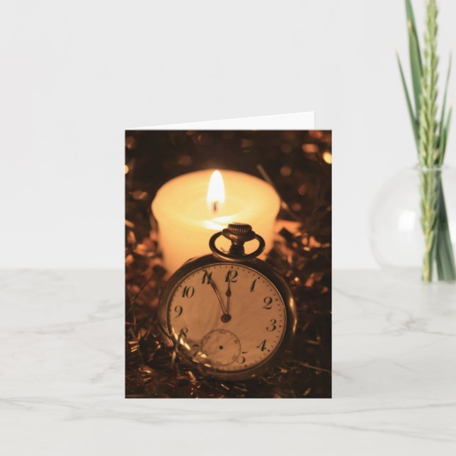 Tarjeta Festiva Reloj de bolsillo vintage (Anverso)