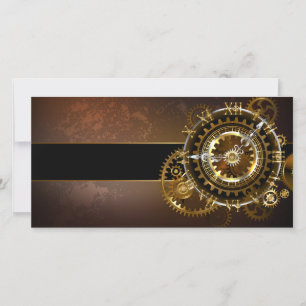 Tarjeta Festiva Reloj de vapor con engranajes antiguos