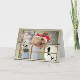 Tarjeta Festiva Relojes de Yorkie para Santa