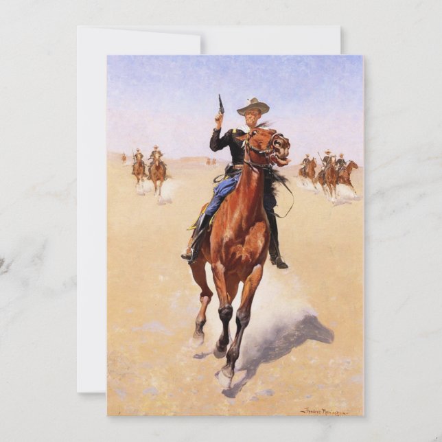 Tarjeta Festiva Remington - The Trooper, arte popular y fino (Anverso)