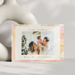 Tarjeta Festiva Remolino de melocotón de acuarela abstracta Foto p<br><div class="desc">Tarjeta de vacaciones con foto personalizada de remolino de pintura de acuarela abstracta de melocotón</div>