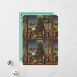 Tarjeta Festiva Renaissance Nativity Santa Christmas Card 5x7